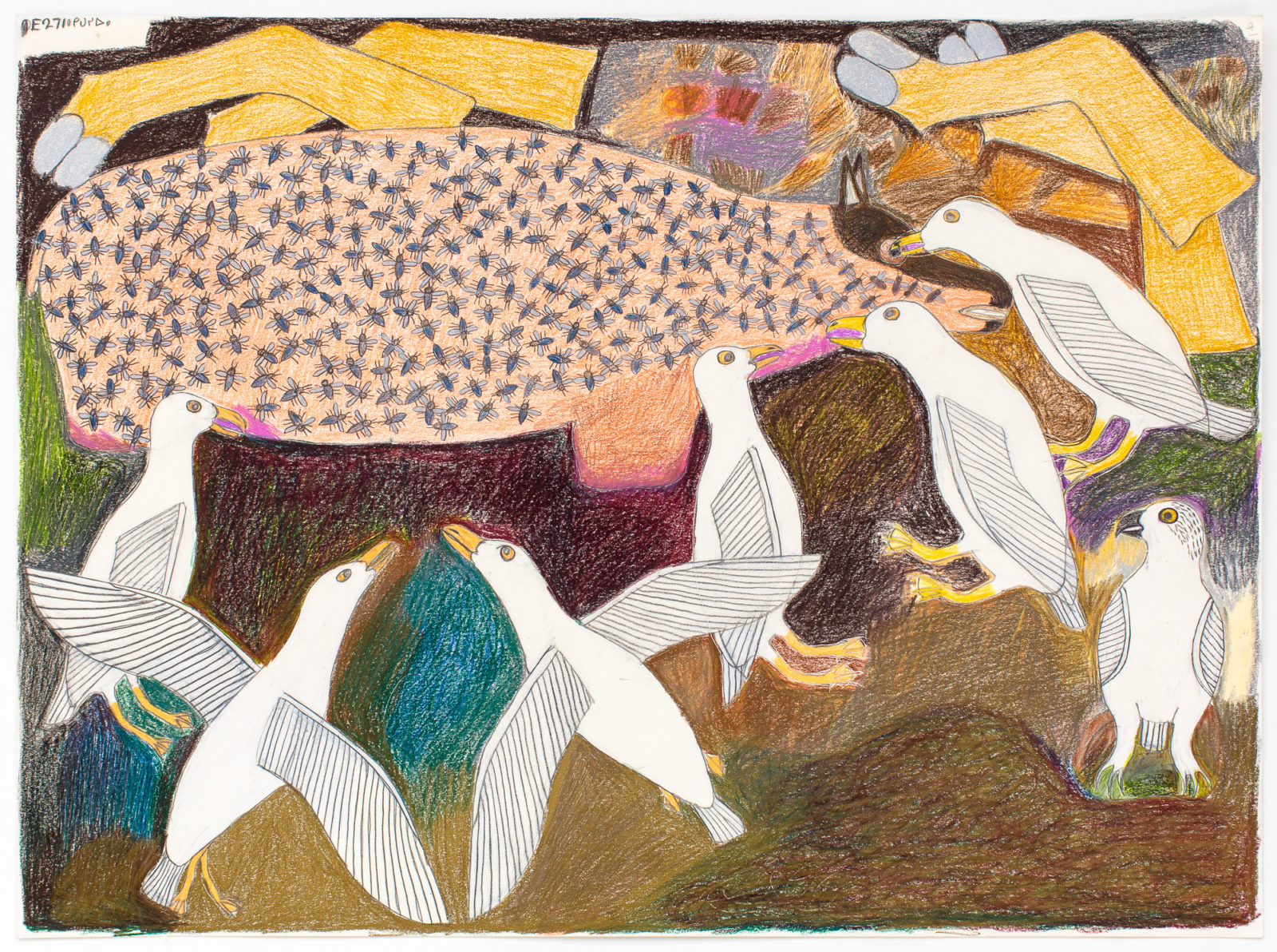 Janet Kigusiuq - untitled (birds and caribou)