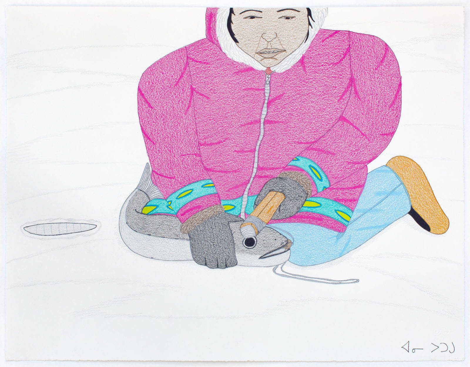 Annie Pootoogook - Woman Cutting Fish