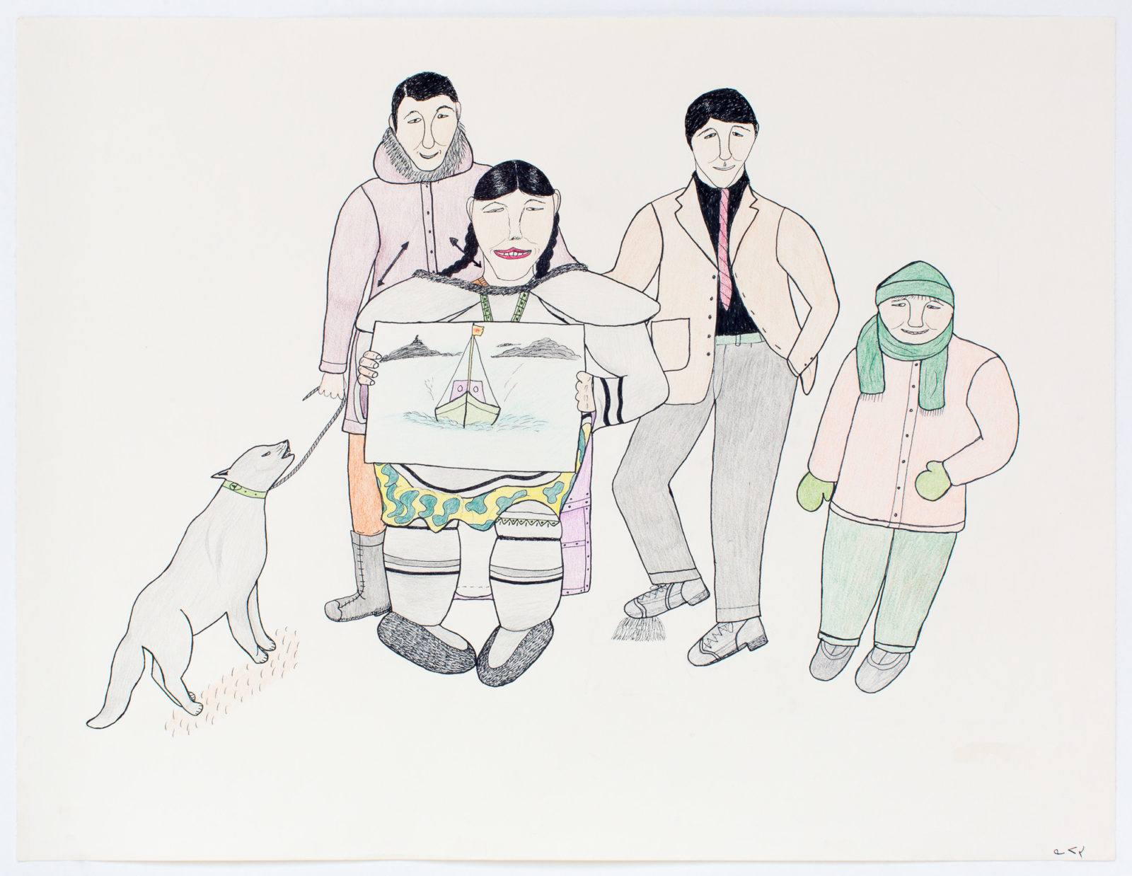 Napachie Pootoogook - untitled (artist with drawing)