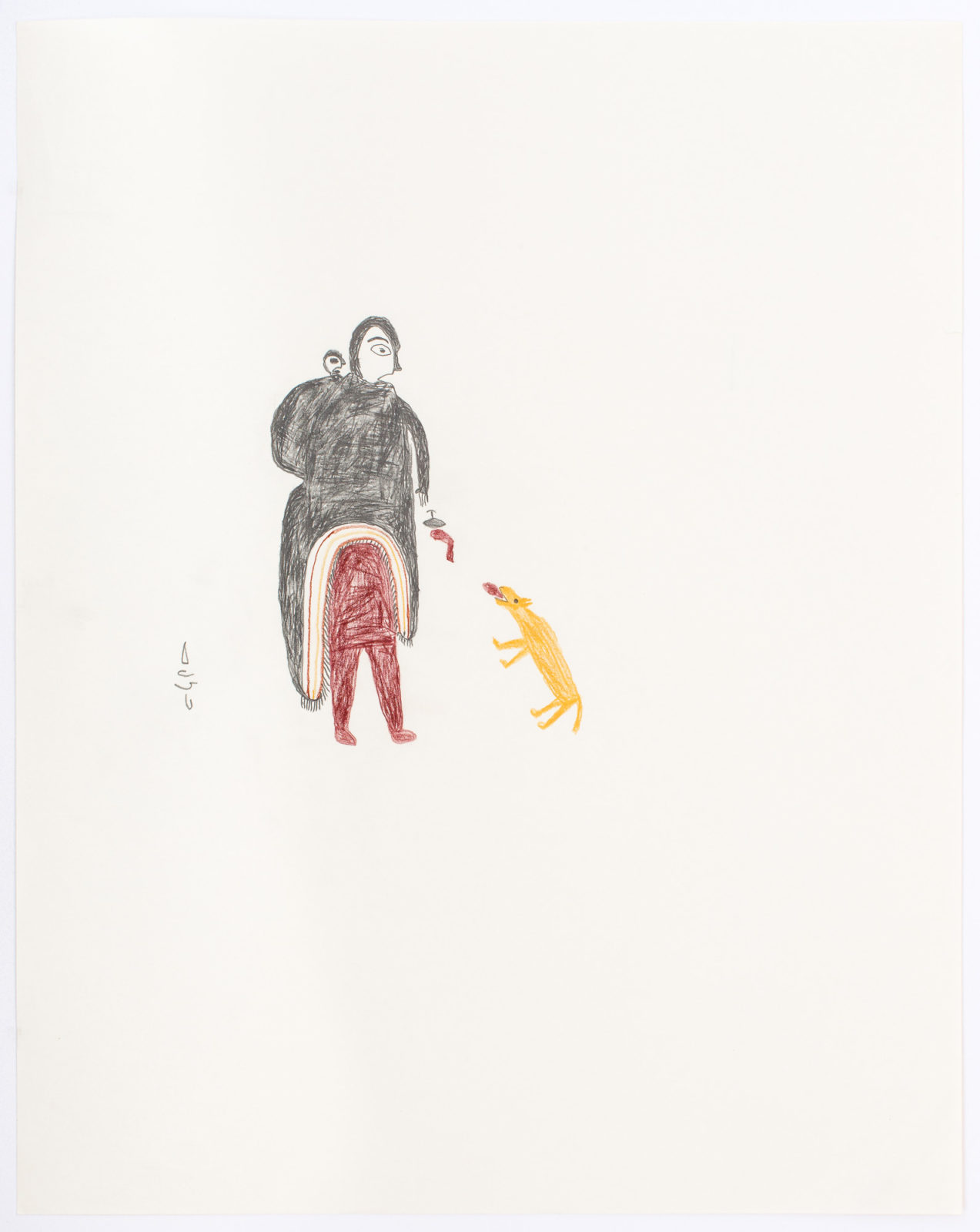 Luke Anguhadluq - untitled (woman feeding dog)