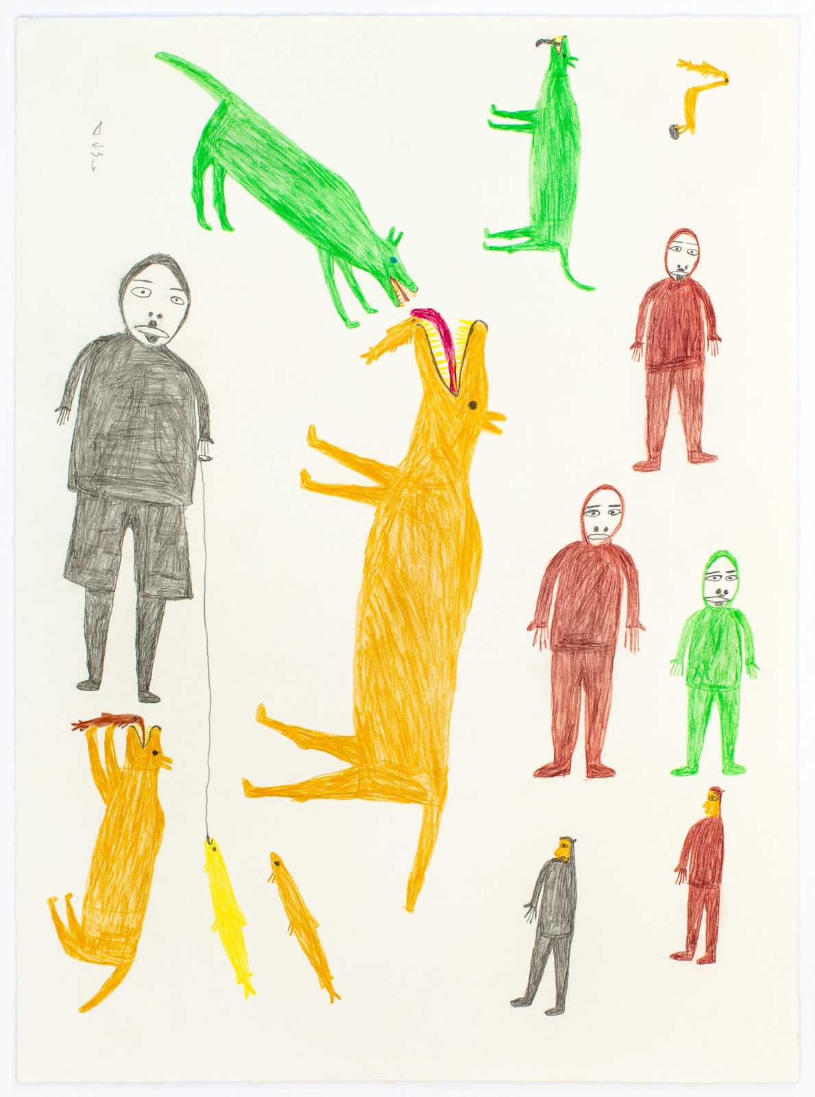 Luke Anguhadluq - untitled (figures and dogs)