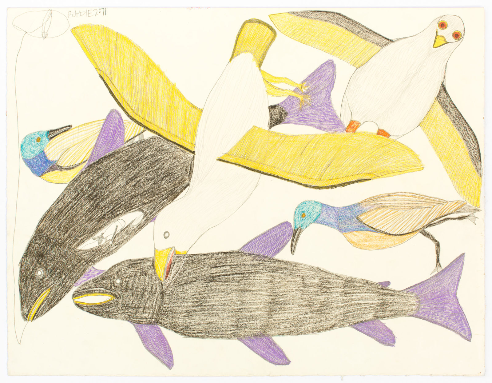 Janet Kigusiuq - untitled (birds and fish)