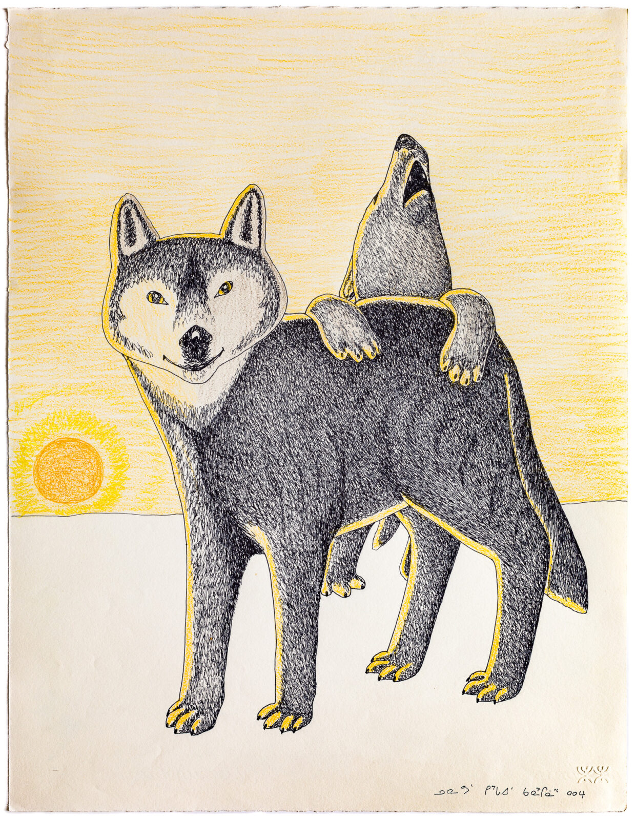 Kananginak Pootoogook - untitled (wolf and howling bear)