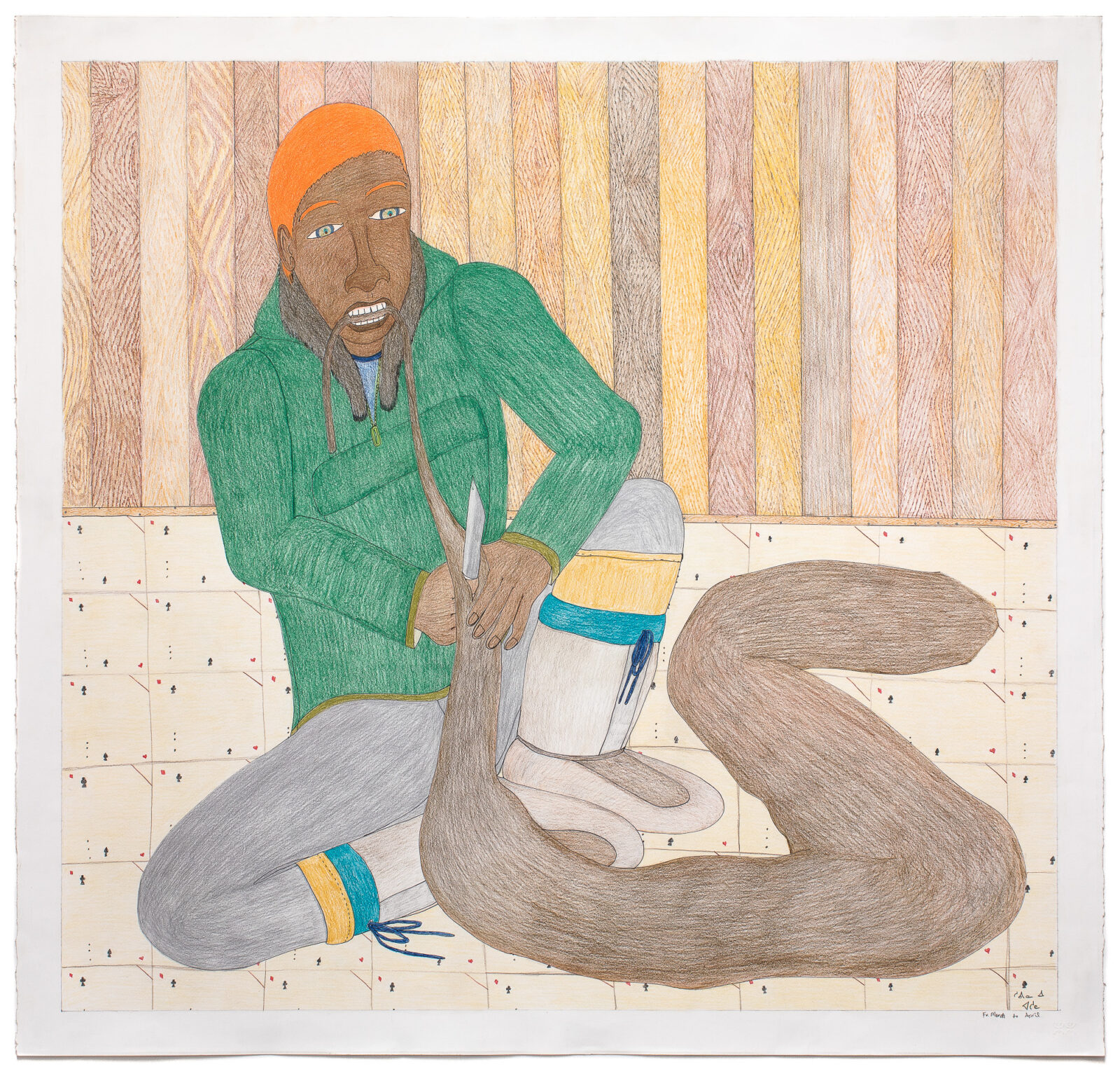 Shuvinai Ashoona - untitled (making rope from walrus skin)