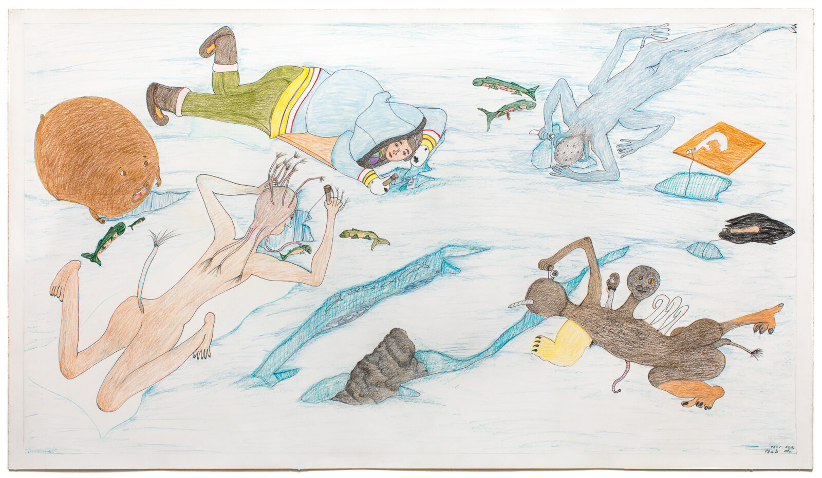 Shuvinai Ashoona - untitled (ice fishing with creatures)