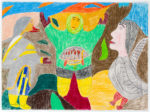 Francoise Oklaga (1924-1991), Qamani'tuaq (Baker Lake)<untitled (figure with kudlik), c. 1980, crayon, graphite, paper, 22 x 30 in. 