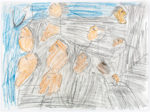 Lucy Tasseor Tutsweetuk (1934-2012), Arviat (Eskimo Point)<untitled (spirit faces), 2004, color pencil, graphite, paper, 11 x 14.75 in. 
