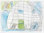 Lucy Tasseor Tutsweetuk (1934-2012), Arviat (Eskimo Point)<untitled (shaman in the igloo), 2004, color pencil, graphite, paper, 9 x 12 in. 