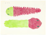 Sheojuk Etidlooie (1932-1999), Kinngait (Cape Dorset)<untitled (sea creatures), 1995-96, color pencil, graphite, paper, 20 x 26 in. 