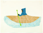 Sheojuk Etidlooie (1932-1999), Kinngait (Cape Dorset)<untitled (kayaker), 1995-96, color pencil, graphite, paper, 20 x 26 in. 