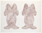Sheojuk Etidlooie (1932-1999), Kinngait (Cape Dorset)<untitled (two narwals brown), 1995-96, color pencil, graphite, paper, 20 x 26 in. 