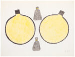 Sheojuk Etidlooie (1932-1999), Kinngait (Cape Dorset)<untitled (drums and snow shovels), 1994-95, color pencil, graphite, paper, 20 x 26 in. 