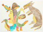 Francoise Oklaga (1924-1991), Qamani'tuaq (Baker Lake)<untitled (with red tongue), c. 1980, crayon, graphite, paper, 22 x 30 in. 
