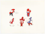 Mark Emerk (1901-1983), Ulukhaktok (Holman)<untitled (people fishing), 1975, pencil, felt pen, paper, 26.25 x 20 in. 