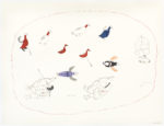 Mark Emerk (1901-1983), Ulukhaktok (Holman)<untitled (hunting birds), 1975, pencil, felt pen, paper, 26.25 x 20 in. 