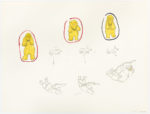Mark Emerk (1901-1983), Ulukhaktok (Holman)<untitled (three bears watching caribou hunt), 1975, pencil, felt pen, paper, 26.25 x 20 in. 