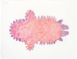 Sheojuk Etidlooie (1932-1999), Kinngait (Cape Dorset)<untitled (red and purple seal), 1996-97, color pencil, graphite, paper, 20 x 26 in. 