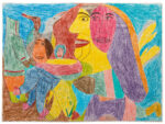 Francoise Oklaga (1924-1991), Qamani'tuaq (Baker Lake)<untitled (amalgamated composition), color pencil, paper, color pencil, paper, 22 x 30 in. 