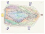 Sheojuk Etidlooie (1932-1999), Kinngait (Cape Dorset)<untitled (composition), 1999, color pencil, paper, 20 x 26 in. 